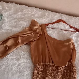Gold one shoulder satin top